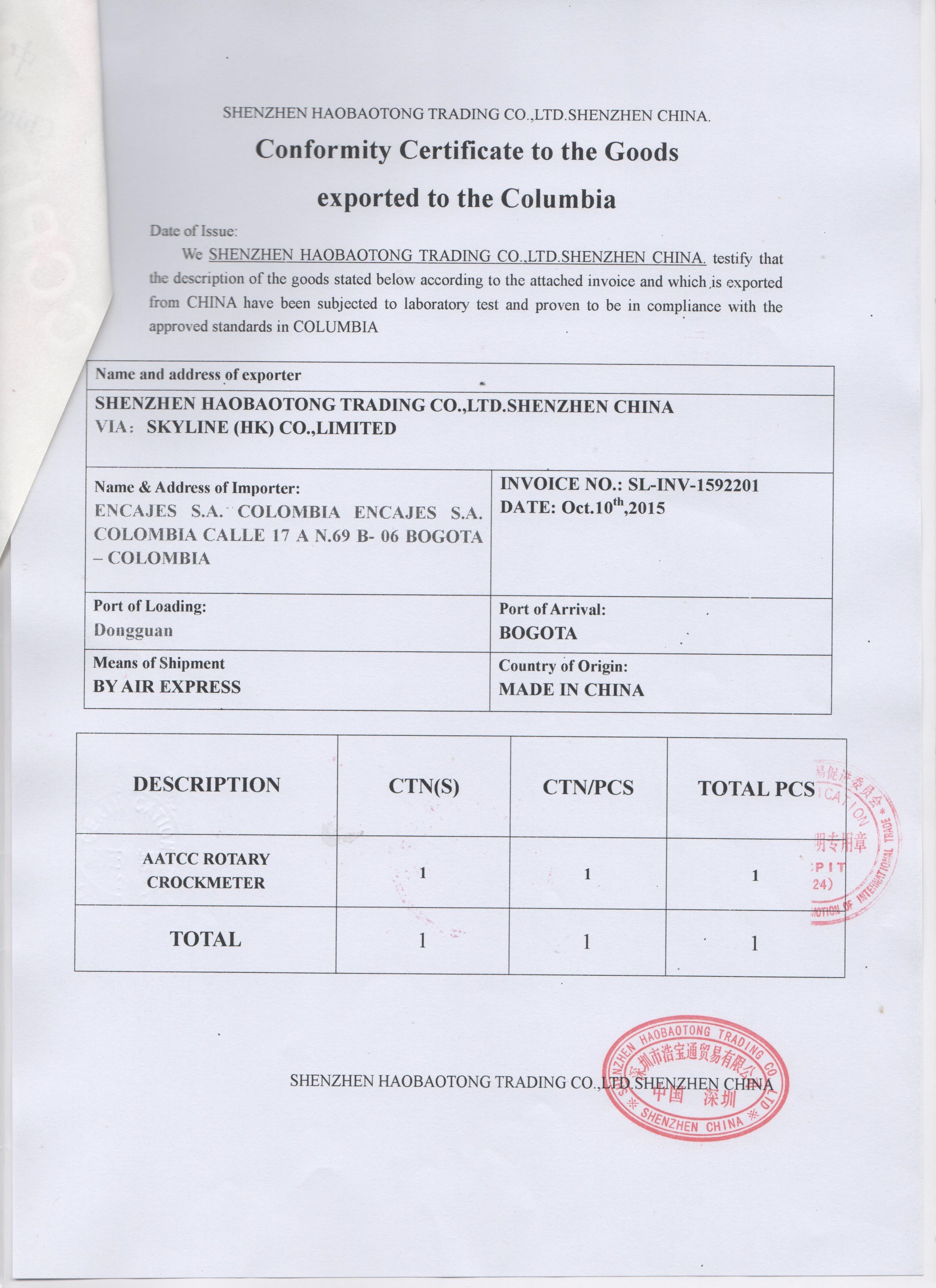 SKYLINE INSTRUMENTS CO.,LTD Certifications