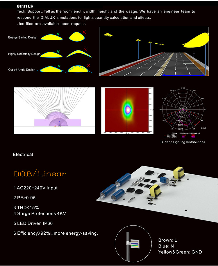 High Power Led Street Light Outdoor Road Lighting IP66 Waterproof Aluminum