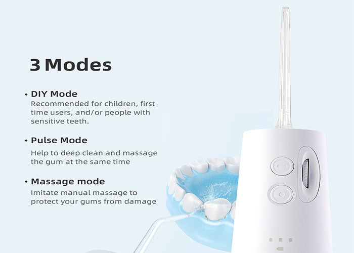 Stepless Portable Water Flosser 140PSI Oral Dental Flosser With 4 Nozzles