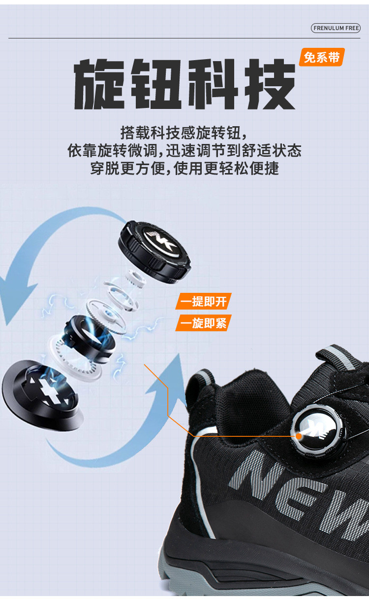 Kevlar Midsole BOA Rotating Button Work Shoes European Standard Steel Toe Anti Smashing MD Sole Safety Shoes