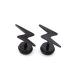 High Quality Vintage Punk Black Titanium Steel Earrings Cool Lightning Small