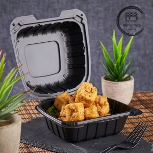 PP Biodegradable Hinged Disposable Bento Box Containers Microwave Safe