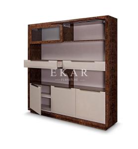 China Wood Veneer Leather Designer Preferred Book Shelf Bookcase W001S26B factory