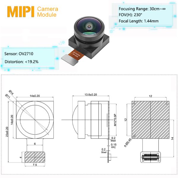 Ultra Wide Angle MIPI Interface OV2710 CMOS Sensor Camera Module