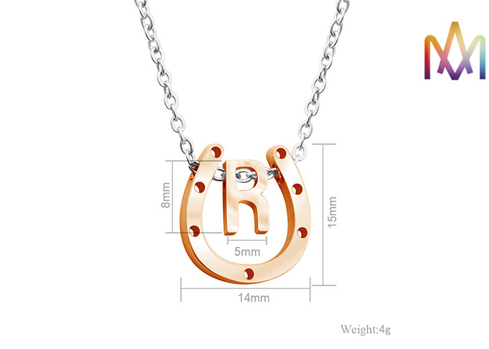 4g Horseshoe A-Z Alphabet Womens Engraved Necklace