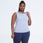 customizable Women'S Plus Size Yoga Wear Round Neck Laser Cut Tank Top