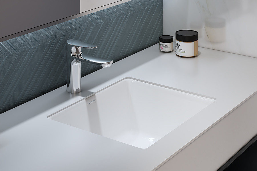 Rectangle WC Under Counter Basin White Ceramics Glazed With overflow