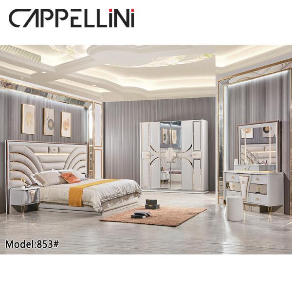 King Size Bedroom Sets Furniture Combo MDF Wardrobe Bed Side Table Dressing