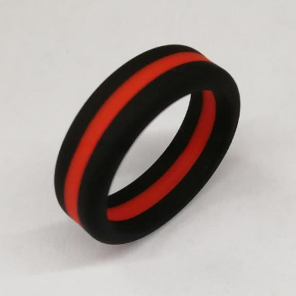 Party 8mm Mens Silicone Wedding Band Flat Edges Two Tone Multi Colors