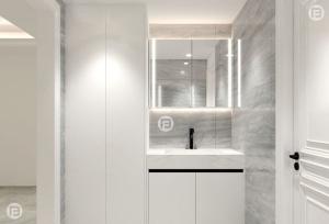 China Stylish Pure White Bathroom Sink Cabinet Stainless Steel Corrosion Proof factory