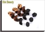 Fashion 3 Tone Ombre Curly Human Hair Weave / Peruvian Body Wave 3 Bundles