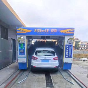 China Risense Full Automatic Rollover Car Wash System Machine with 5 Brushes and air Dryer for Sale factory