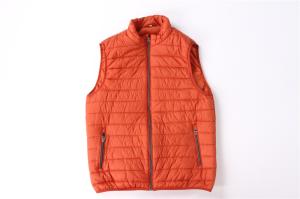 China Windproof lightweight orange Mens Black Puffer Gilet 100% Polyester factory