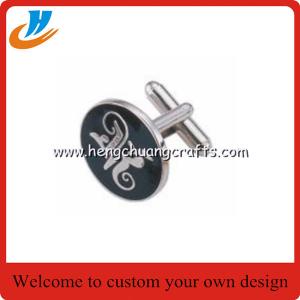 China Enamel black color cufflinks,men's Tshirt cufflinks with custom design logo factory