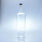Glass Collar Glass Bottle For Alcoholic Beverages 750 ml with Cork Sealing Flint