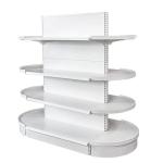 White Round Store Display Shelves Gondola Cosmetics Supermarket Display Rack