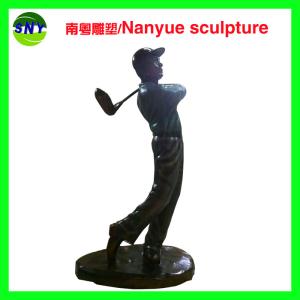 China Life size golf man statues sculpture by fiberglass bronze color as Props and oddties in Sport place theme plaza factory