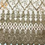 55 Inch African Gold Beaded Glitter Sequins Embroidery Polyester