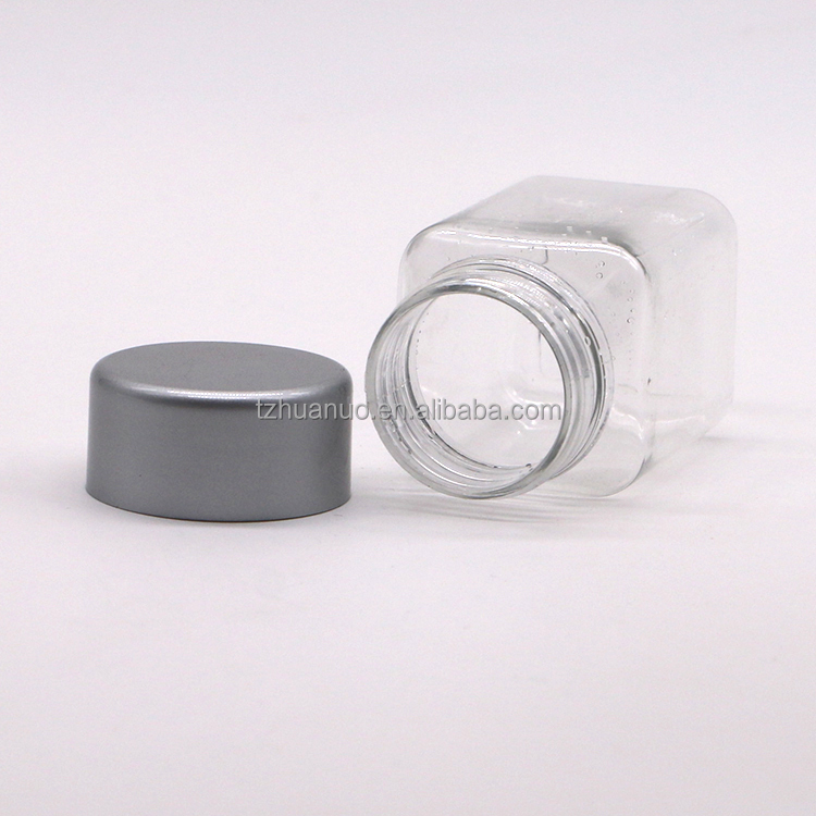 Clear Square Shape 30mL PET Plastic Bottle for Medicine Supplement Storage Supplement