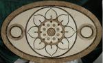 Parquet, natural stone parquet, engineered stone water jet medallion