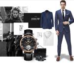 J030-4 KINYUED Mens Automatic Mechanical Watch Tourbillon Leather Waterproof