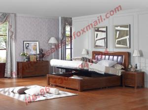 China Luxcury Upholstery Headboard with Storage Bedstead Box in Solid Wood Furniture factory