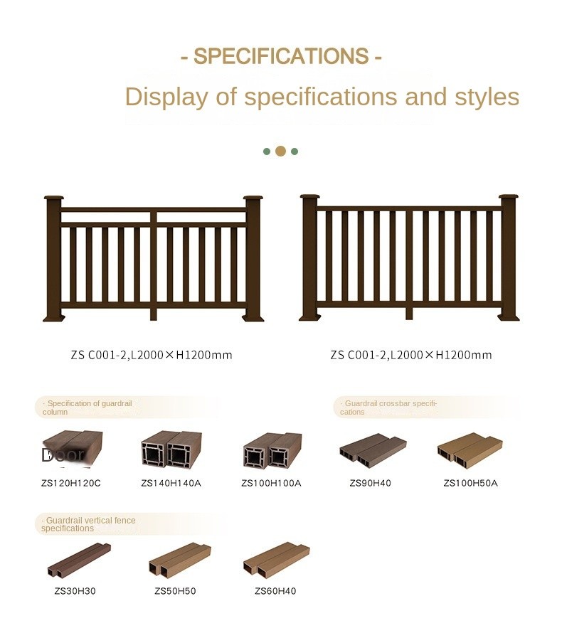 Fireproof WPC Fence Panel Wood Plastic Composite Interior Board Tan Protective Railing For Riverside 200x120cm