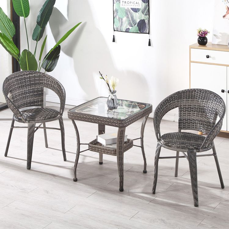 Modern Design Outdoor Stackable Armchair and Coffee Table Set for Patio Garden Balcony