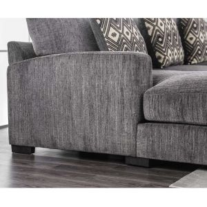 Sectional Sofa with Pillows and Memory Foam, Gray Chenille