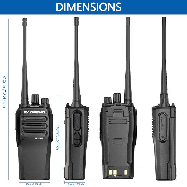 Baofeng BF-1909 Dual Band Walkie Talkie 5W IPX6 Waterproof 1000 Channels