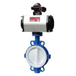 China PTFE Lined Butterfly Pneumatic Operated Valve Pneumatic Flow Control Valve factory