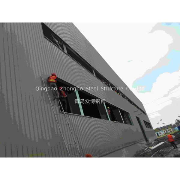 Completed steel structure building showcasing modern industrial design features