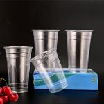 Customizable Wine PET Plastic Cups Smoothies With Carton Box