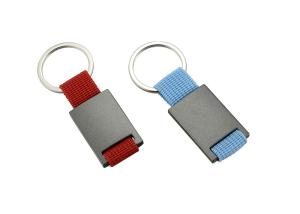 China Rectangle Metal Keychain Holder Laser Engraving Canvas Souvenir Gift factory
