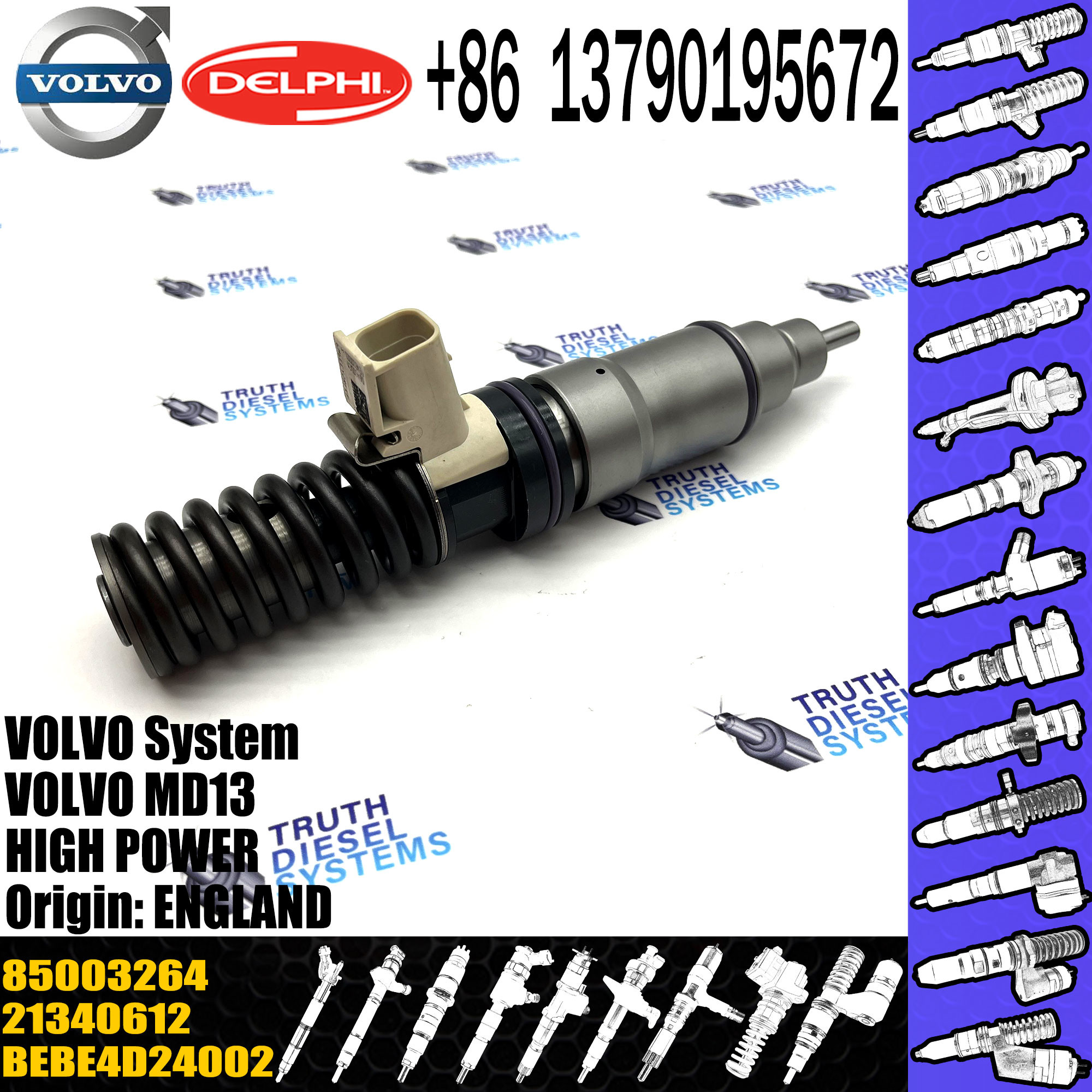 Common Rail Uint Electric Injector Fuel Pump Nozzle BEBE4D24002 for excavator EC480 21340612 21371673 85003264