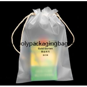 China RoHS Gravure Printing Frosted Poly Drawstring Bags Double Draw String Travelling Pouchess factory