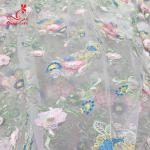Colorful Floral Embroidery Fabric With Sequins Swiss Mesh Volie Lace