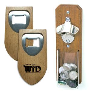 China Talking Wooden Bottle Opener Zinc Alloy Material UV Printing Type factory