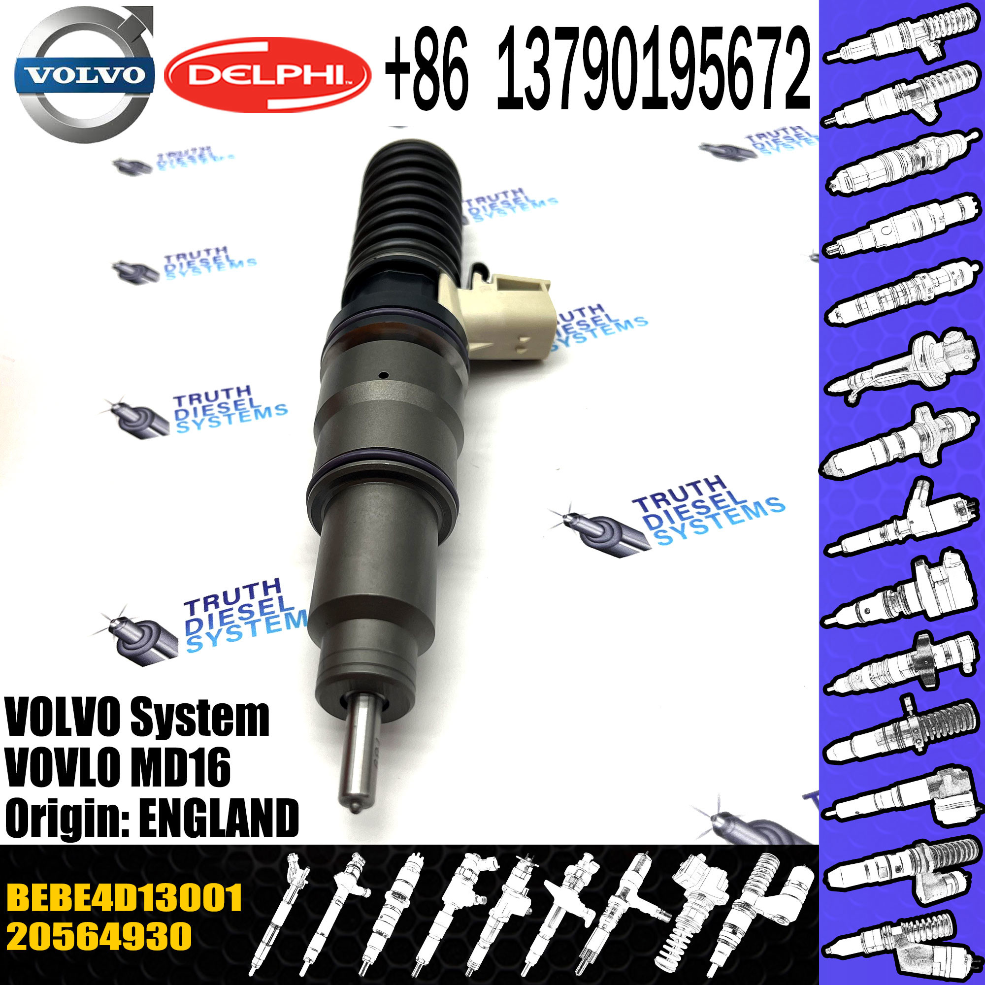 original Diesel Fuel Injector 20564930 BEBE4D13001 BEBE4D13101 85000590 E3.18 for VOL D16 3145