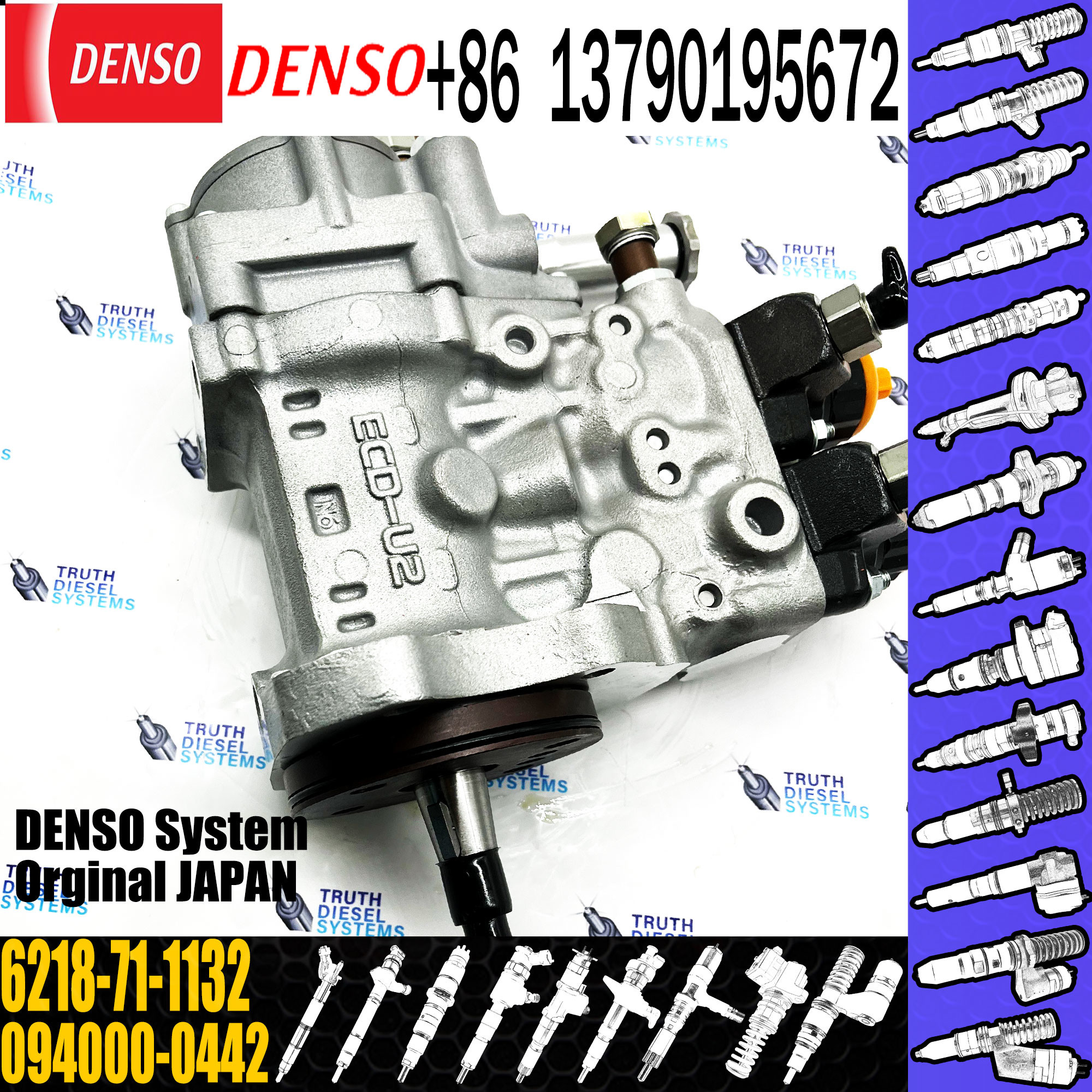 High Pressure HP0 Fuel Injection Pump 094000-0440 Excavator Common Rail Fuel Pump 6218-71-1132 For KOMATSU PC750-7 6D140