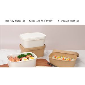 Square Kraft Paper Soup Bowl Recycled Matt Laminated Customized