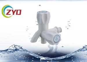 China Lead Free White Bibcock Taps Two Way Handle Wall Mounted Installation factory