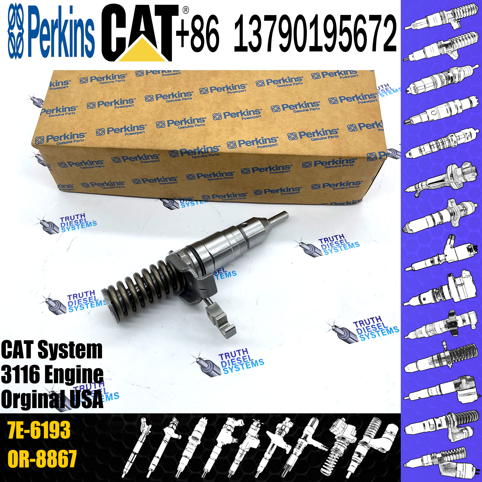 Diesel Common Rail Fuel Injector 7E-6193 0R-8461 7E-8727 0R-8473 mechanical injector For Excavator Engine 3116