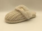 Orange Womens Winter Warm Slippers Soft Flat Slippers With Braided Upper /