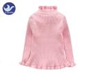 Ribs Knitting Cute Little Girl Sweaters Turtle Layer Ruffle Edges Winter Base