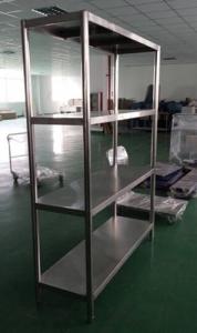 China Dismountable Kitchen Storage Stainless Steel Display Racks with 4 round tube legs factory