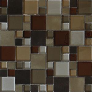 China Export quality crystal glass mix metal mosaic puzzle pattern for wall decoration factory