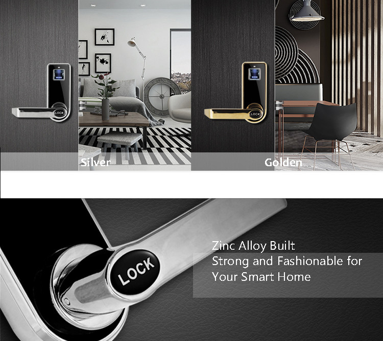 Digital Handle Room Door Locks Fast Fingerprint Recognition Light Weight