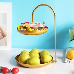 China Anti Rust Double Tier 31cm Height Steel Fruit Basket factory