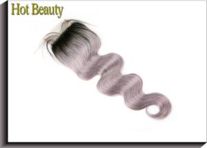 China Virgin Hair Weave Brazilian Grey Purple Top Lace Closure 8 Inch To 22 Inch factory